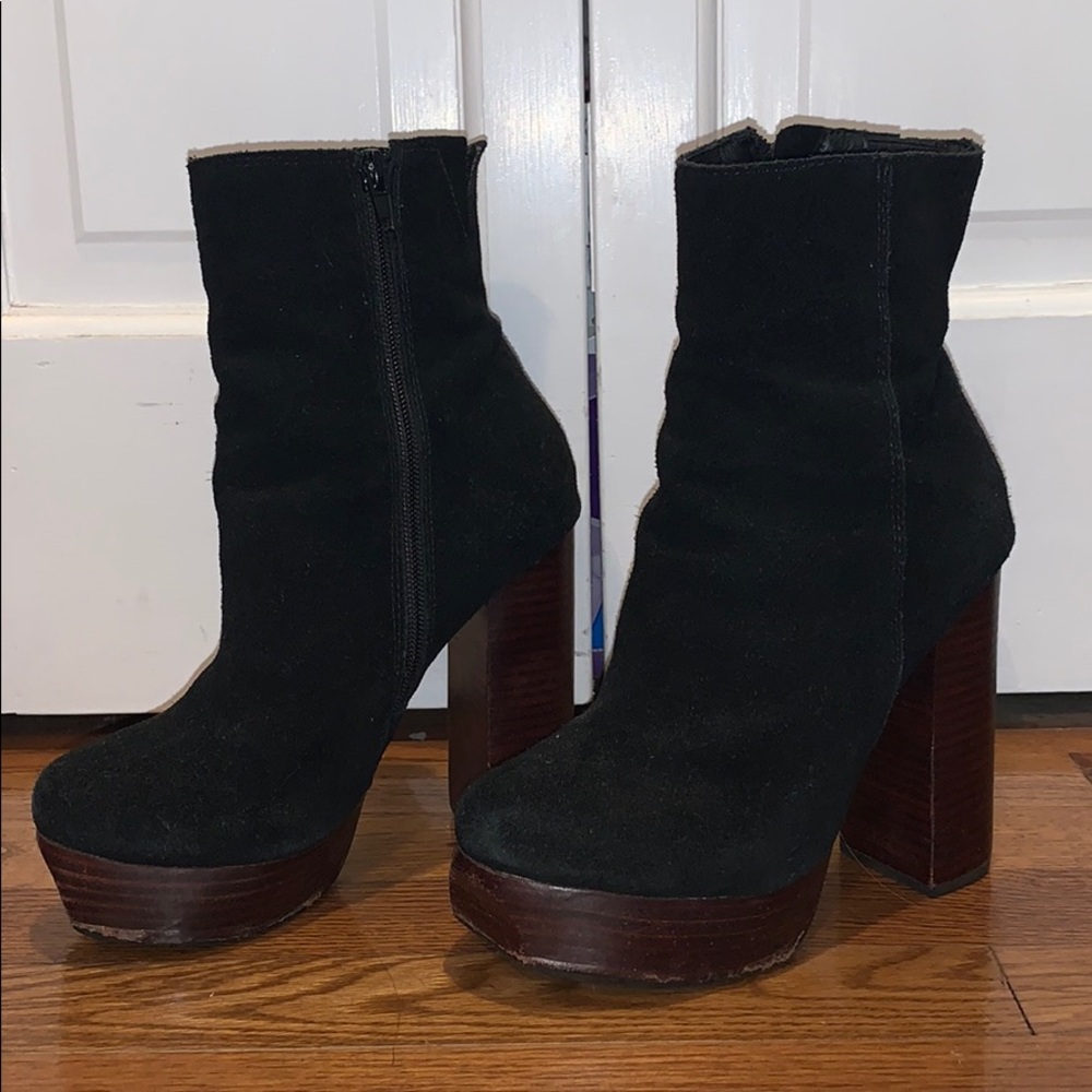 Black Suede Platform Bootie